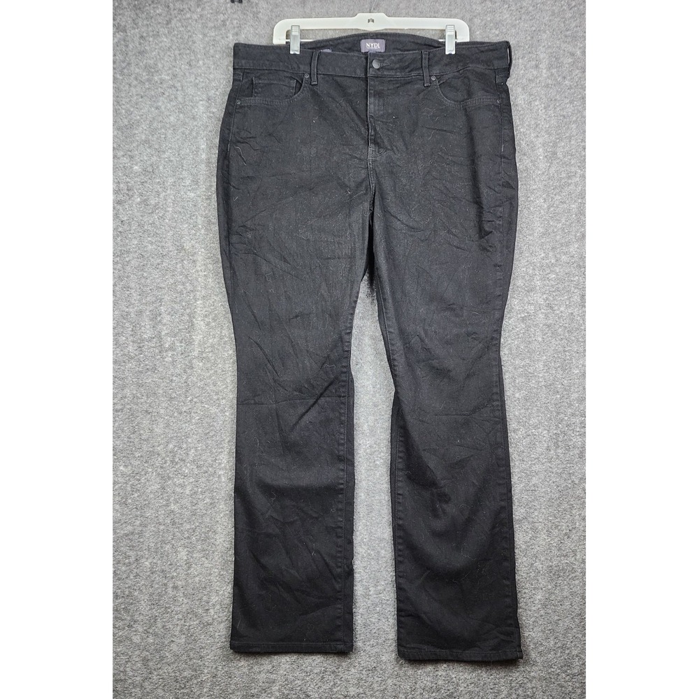 NYDJ Straight Leg Jeans Women 18W Black High Rise Stretch Denim Lift Tuck